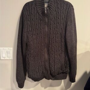 Boston Traders Sherpa-Lined Full Zip Cable Knit Cardigan Jacket